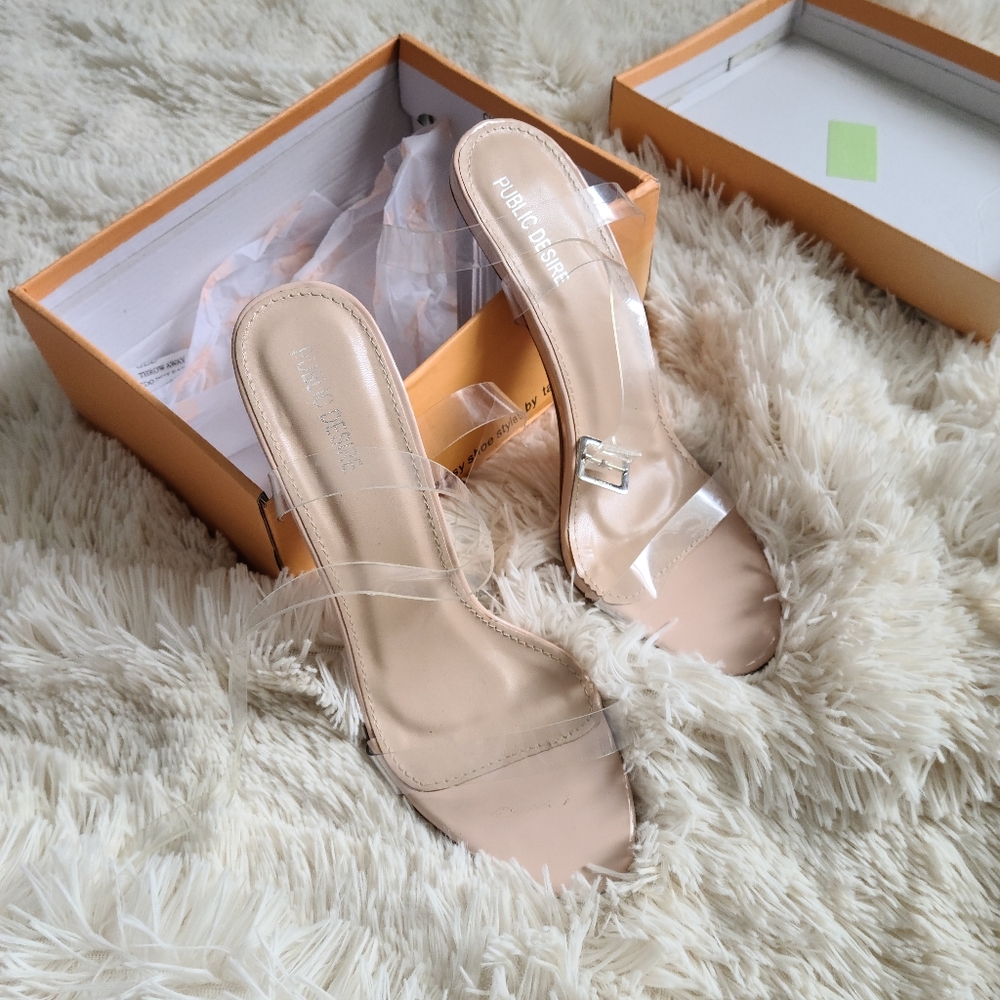 Perspex strappy heeled sandals